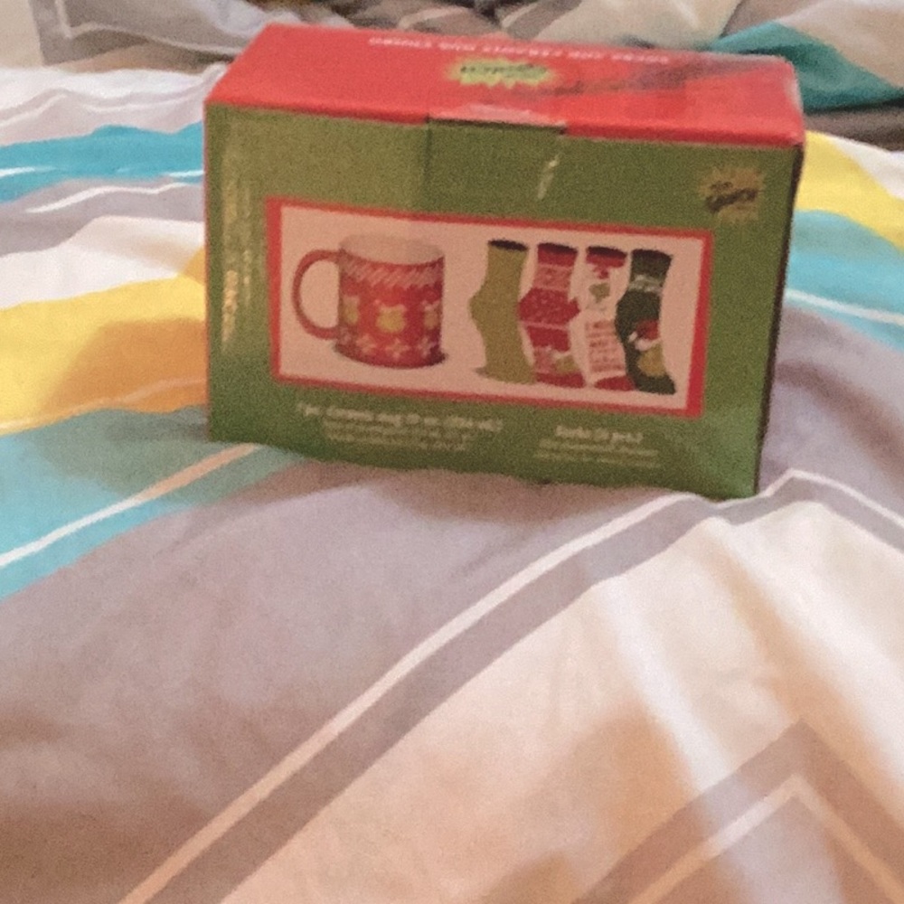 Hobby Lobby Christmas Mug and Sock Set - Red and Green
